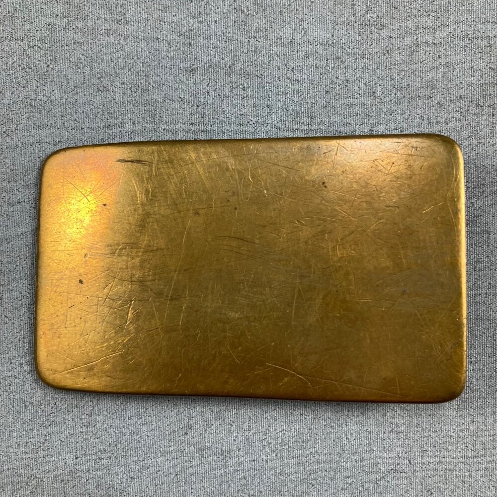 Vtg Classic Solid Brass Belt Buckle Plain Rectangle 3" x 1.75" for 1.5" belt
